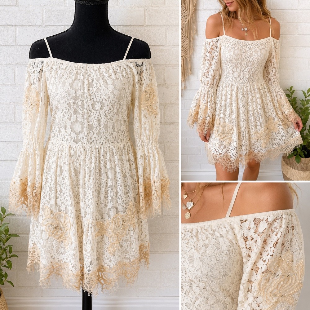 Venus Lace Mini Dress Small Boho Fairy Coquette Festival Concert Hoco Homecoming